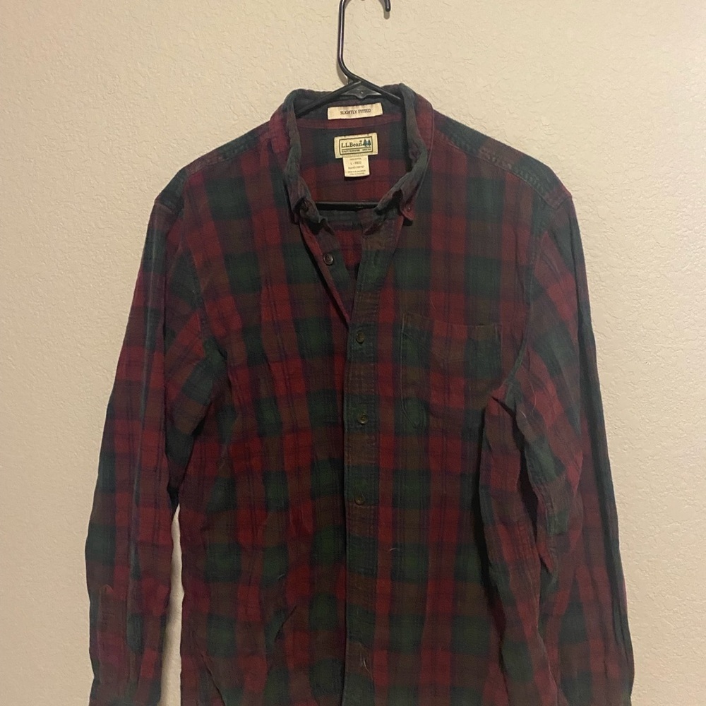 L.L. Bean Men's Plaid Shirt - Red and Green - Picture 4 of 4